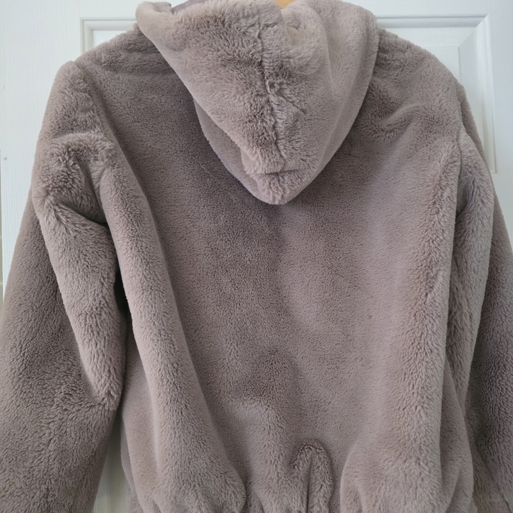 Nine West Faux Fur Hoodie Jacket S Lavender - Picture 8 of 8